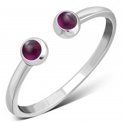 Garnet Silver Open Ring, r574